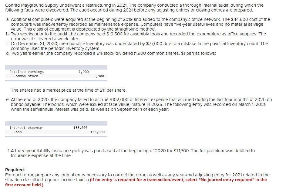 Conrad Playground Supply underwent a restructuring in 2021 . The company