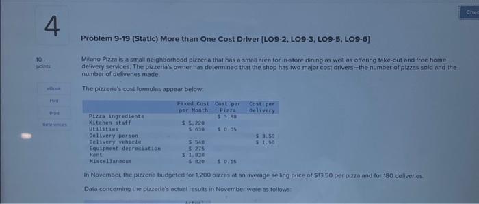  4 10 points eBook Hint Print References Problem 9-19 (Static) More