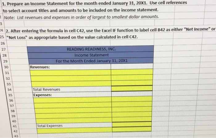 Readiness, Inc. as of January 31, 20X1. (Accounts are in alphabetical order.)