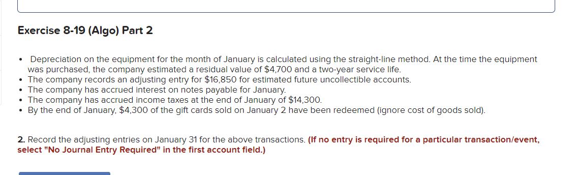 Exercise 8-19 (Algo) Complete the accounting cycle (LO8-1, 8-2, 8-4, 8-6) [The