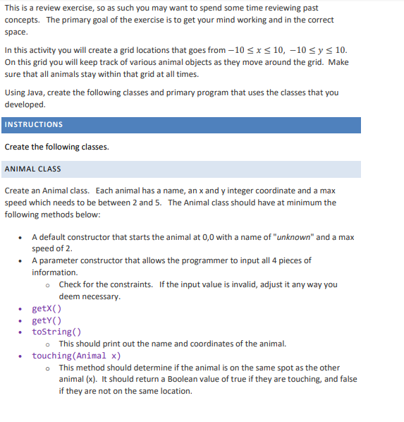  This is a JAVA question. I only covered the concepts before