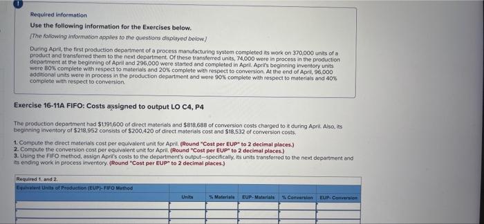  i need help :( Required information Use the following Information for