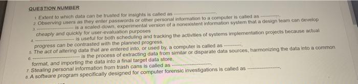  QUESTION NUMBER Extent to which data can be trusted for insights