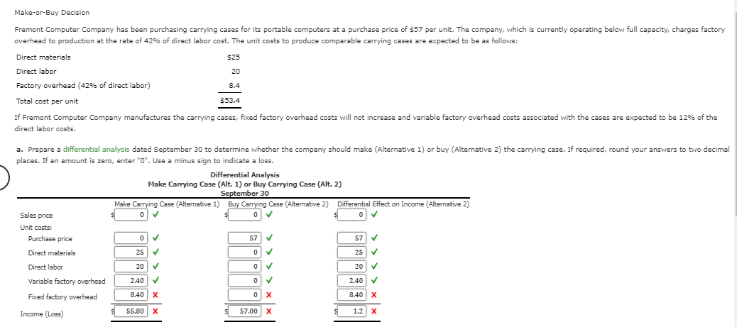  Question 1 chapter 24 question 2 Make-or-Buy Decision Fremont Computer Company