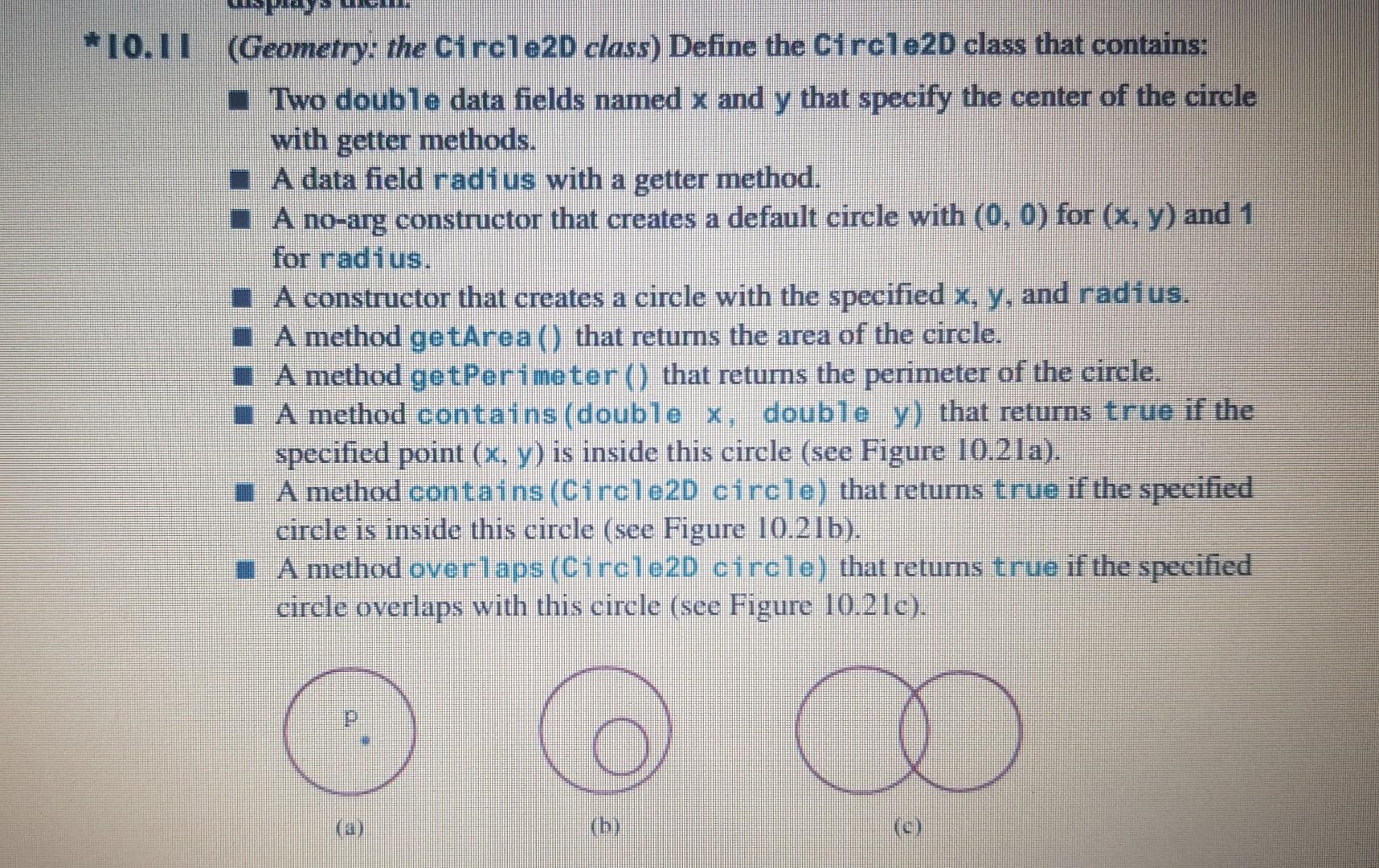 Object Oriented Programming ll II (Geometry: the Ci rcl e2D class) Define