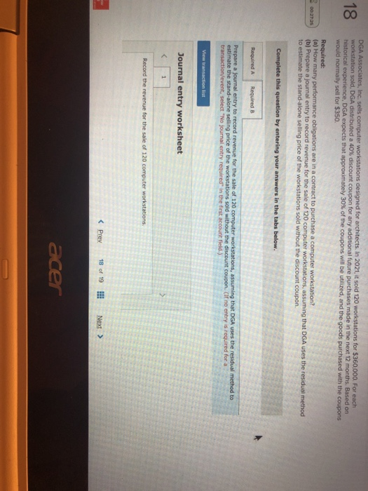 it sold 120 workstations for $360,000. For each workstation sold, DGA distributed