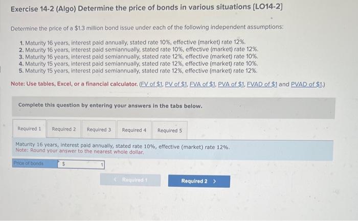 1-5 how do you solve ? show work Exercise 14-2 (Algo) Determine