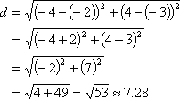y1) and (x2, y2). Calculate and display the distance between the two