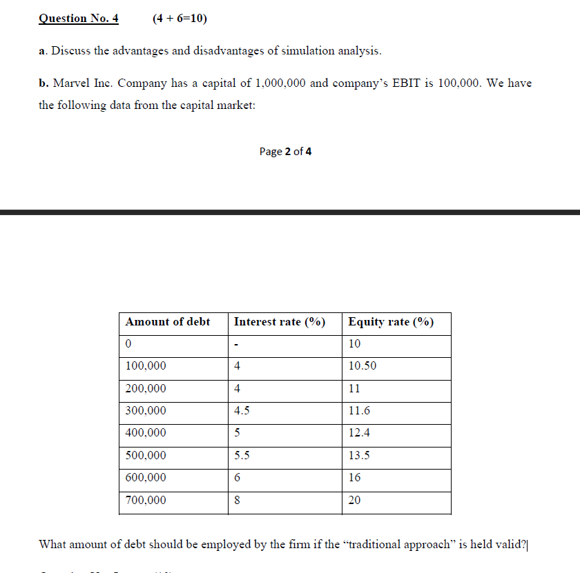Question No. 4 (4 + 6=10) a. Discuss the advantages and