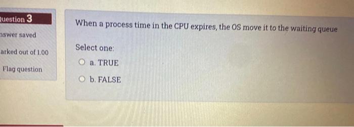 is: Select one: a. Created b. Waiting for an event to complete