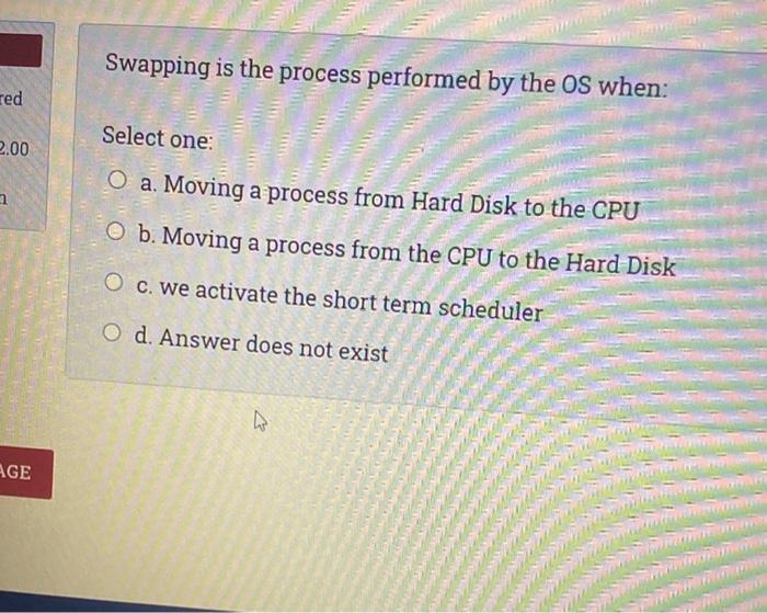 c. It receives I/O interrupts d. Answer does not exist When a
