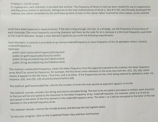  Problem 2: (10/30 cases) In cryptograms, each character is encoded into