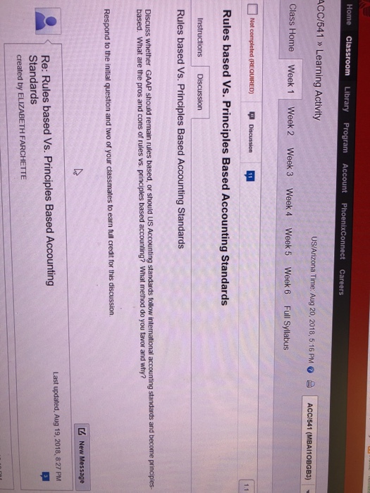  Home Classroom Library Program Account PhoenixConnect Careers ACC/541 Learning Activity Class