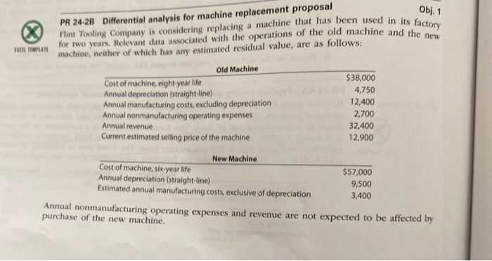 Obj. 1 chine and the new PR 24-2B Differential analysis for