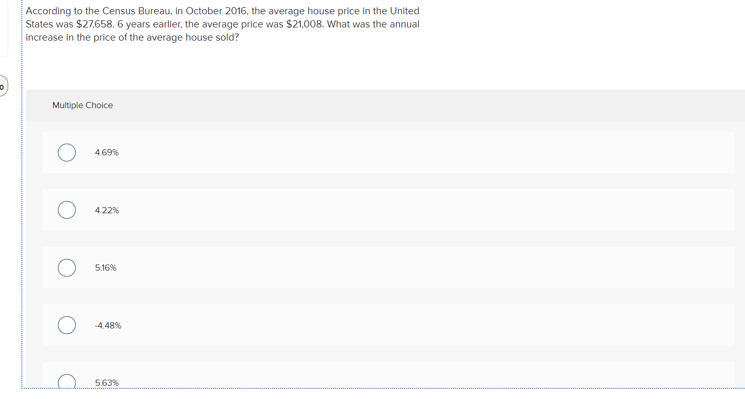  According to the Census Bureau, in October 2016, the average house