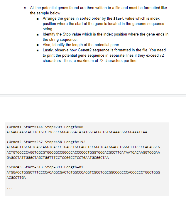 start codons(start codon = ATG) and stop codons(TAG, TAA, and TGA). My