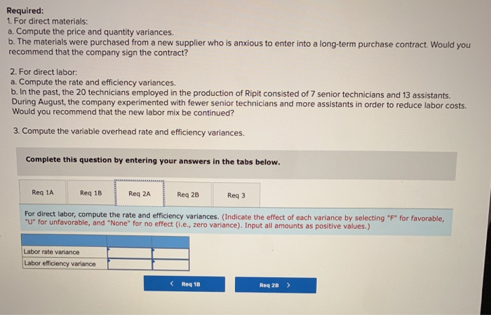 Yankee Distilling has developed the following standards for Ripit. Direct materials Direct