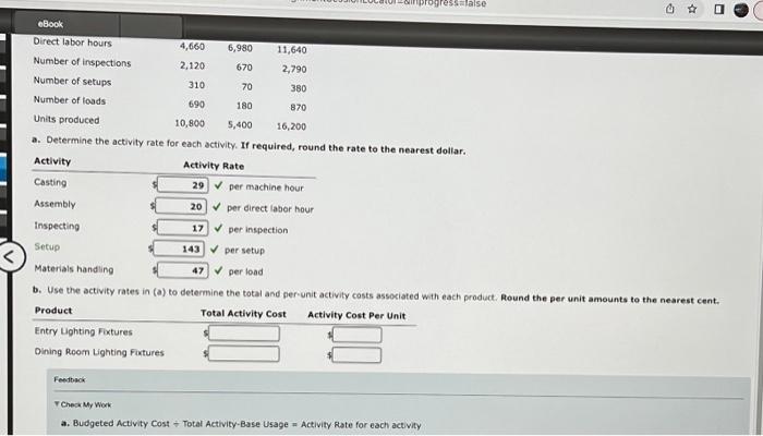 and product costs using activity-based cost Idris Ine. manufactures entry and dining