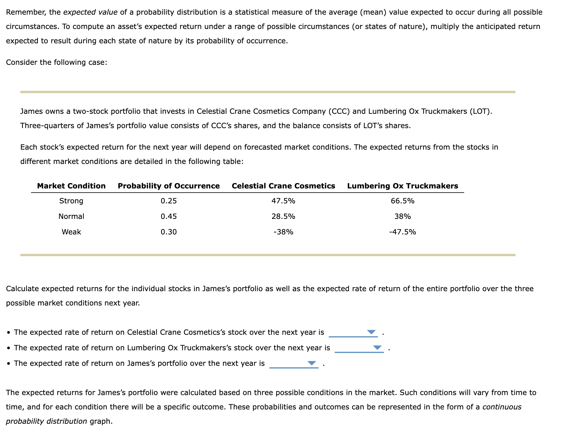 Remember, the expected value of a probability distribution is a statistical