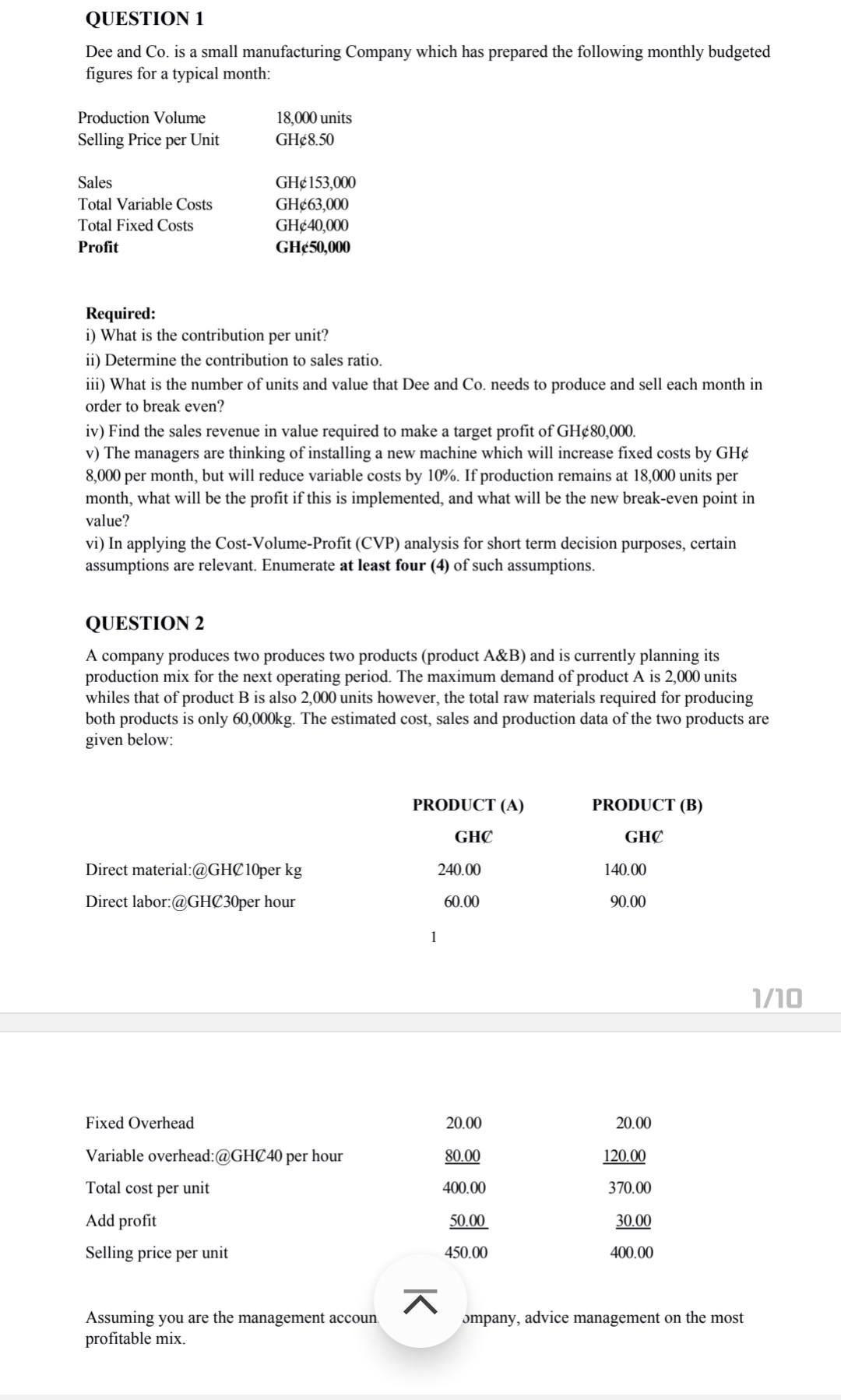 It's a full question QUESTION 1 Dee and Co. is a