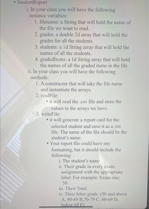 that will read and process a .csv file s the grades of