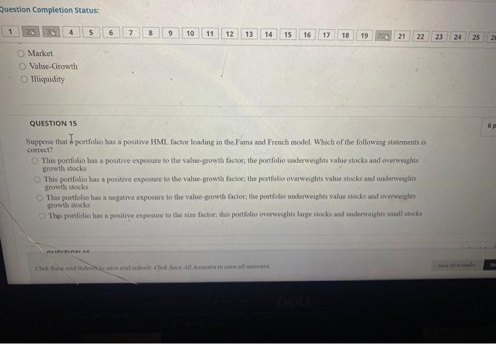 and French model. Which of the following statements is correct? This portfolio