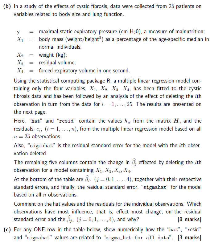 multiple linear regression model given by Y = X8+ where Y nx