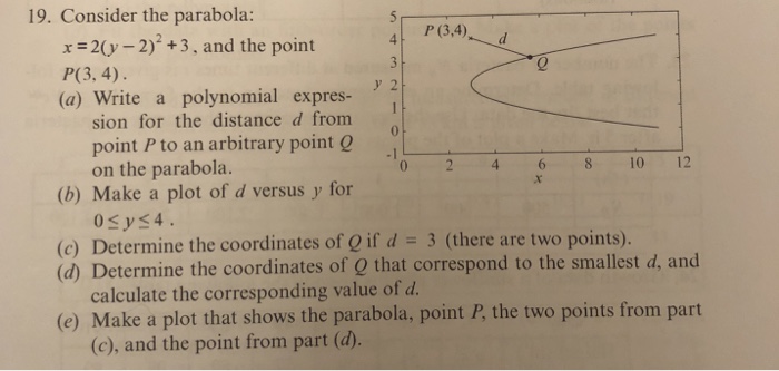  Please answer using MATLAB 19. Consider the parabola: P3.4)d x 2(y-2+3,