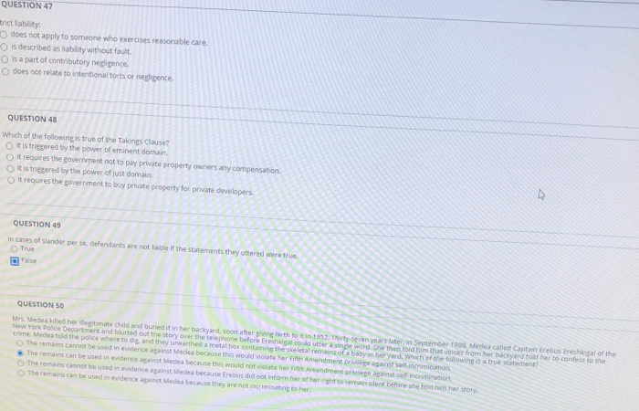 please answer all of them! QUESTION 47 trict labit does not apply