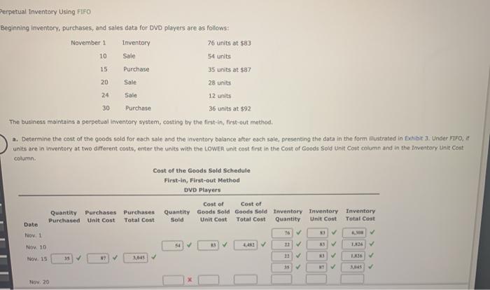  Inventory 10 15 Perpetual Inventory Using FIFO Beginning Inventory, purchases, and