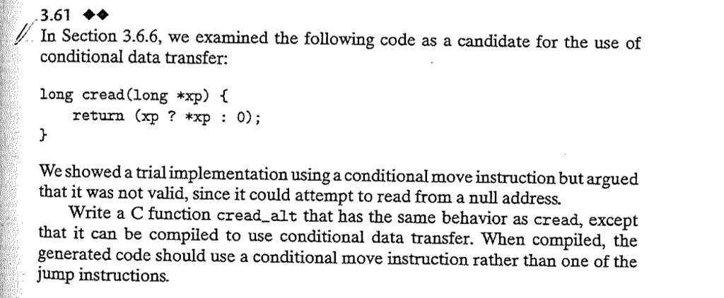  3.61 conditional data transfer: long cread (long *xp) In Section 3.6.6,