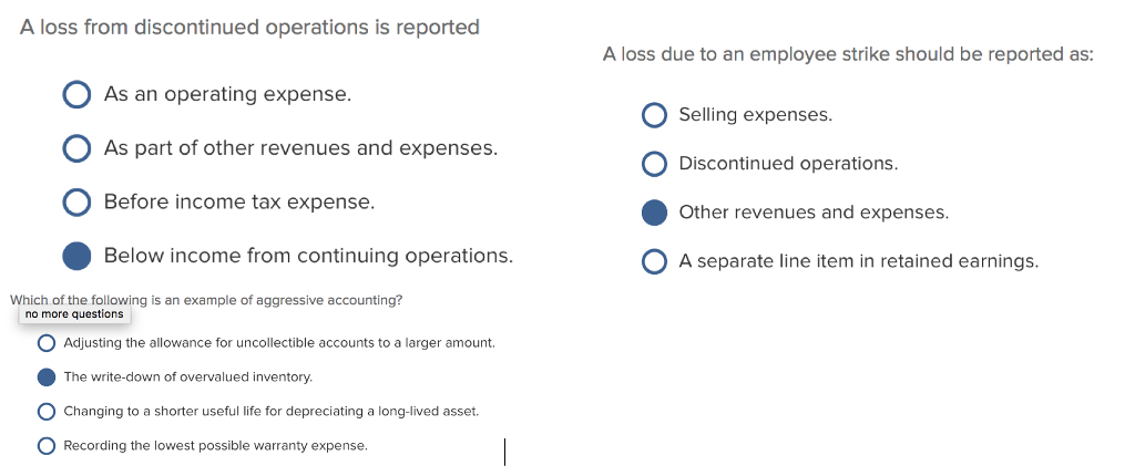 A loss from discontinued operations is reported As an operating expense.