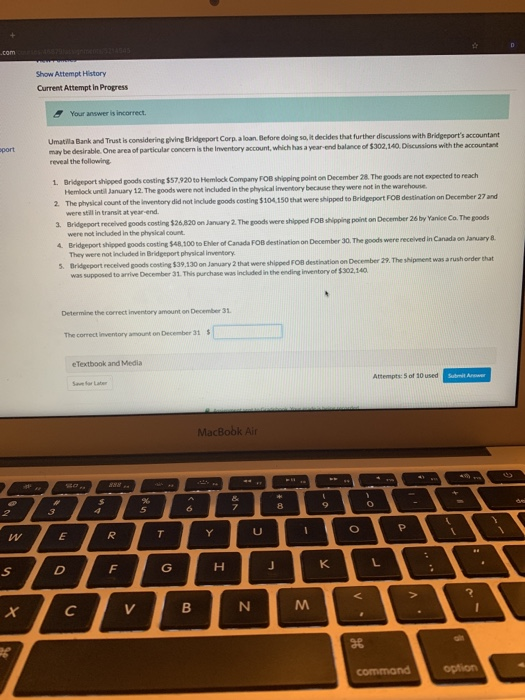  .com Show Attempt History Current Attempt in Progress Your answer is