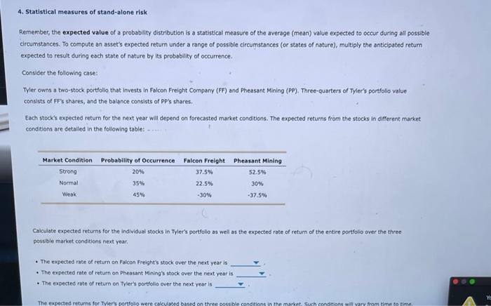  4. Statistical measures of stand-alone risk Remember, the expected value of
