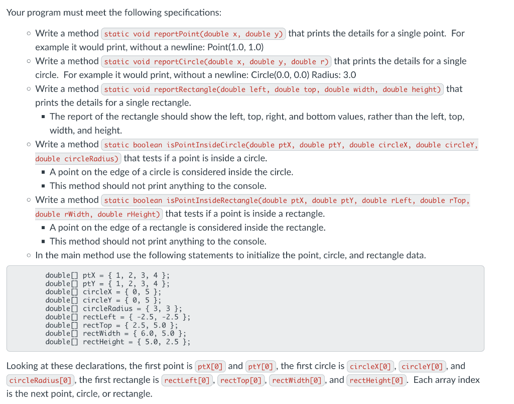 program that tests if points are inside or outside of circles and