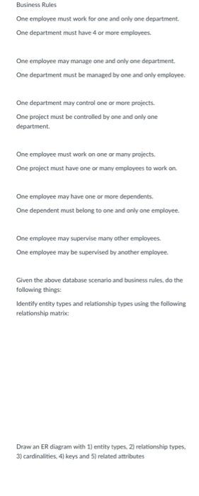 ERD based on the given database Scenario: The COMPANY database keeps track
