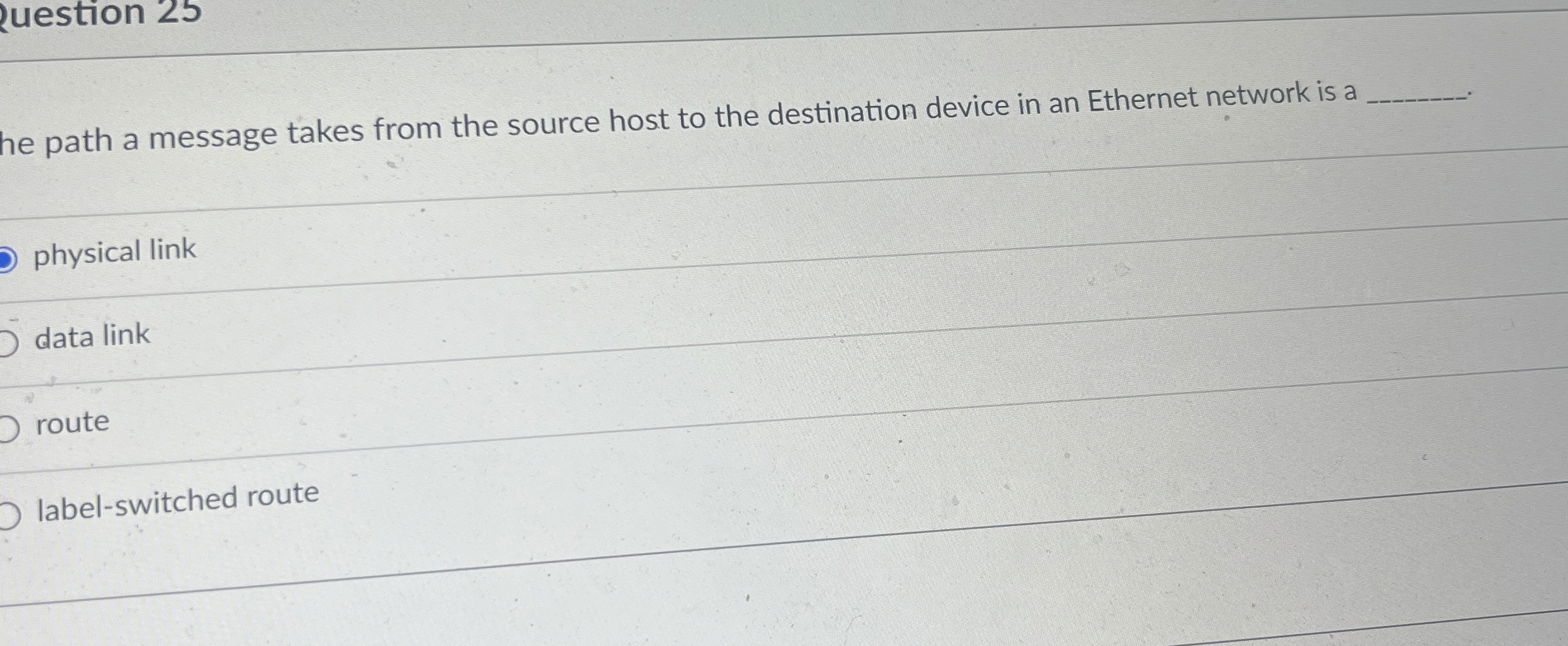  he path a message takes from the source host to the