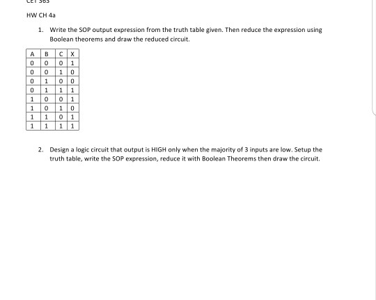 LER HW CH 4a 1. Write the SOP output expression from