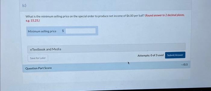 es. 125.) What is the minimum selling price on the special order