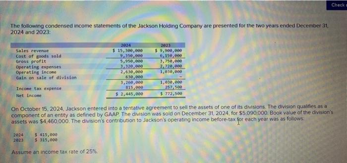  Required: Note: In each case, net any gain or loss on