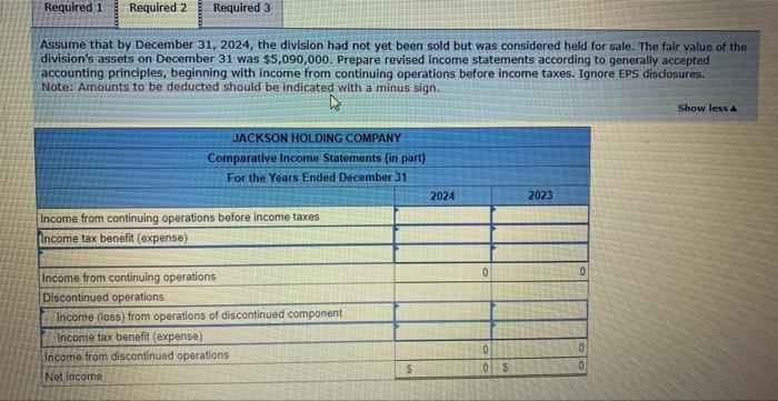 statements according to generally accepted accounting principles, beginning with income from continuing