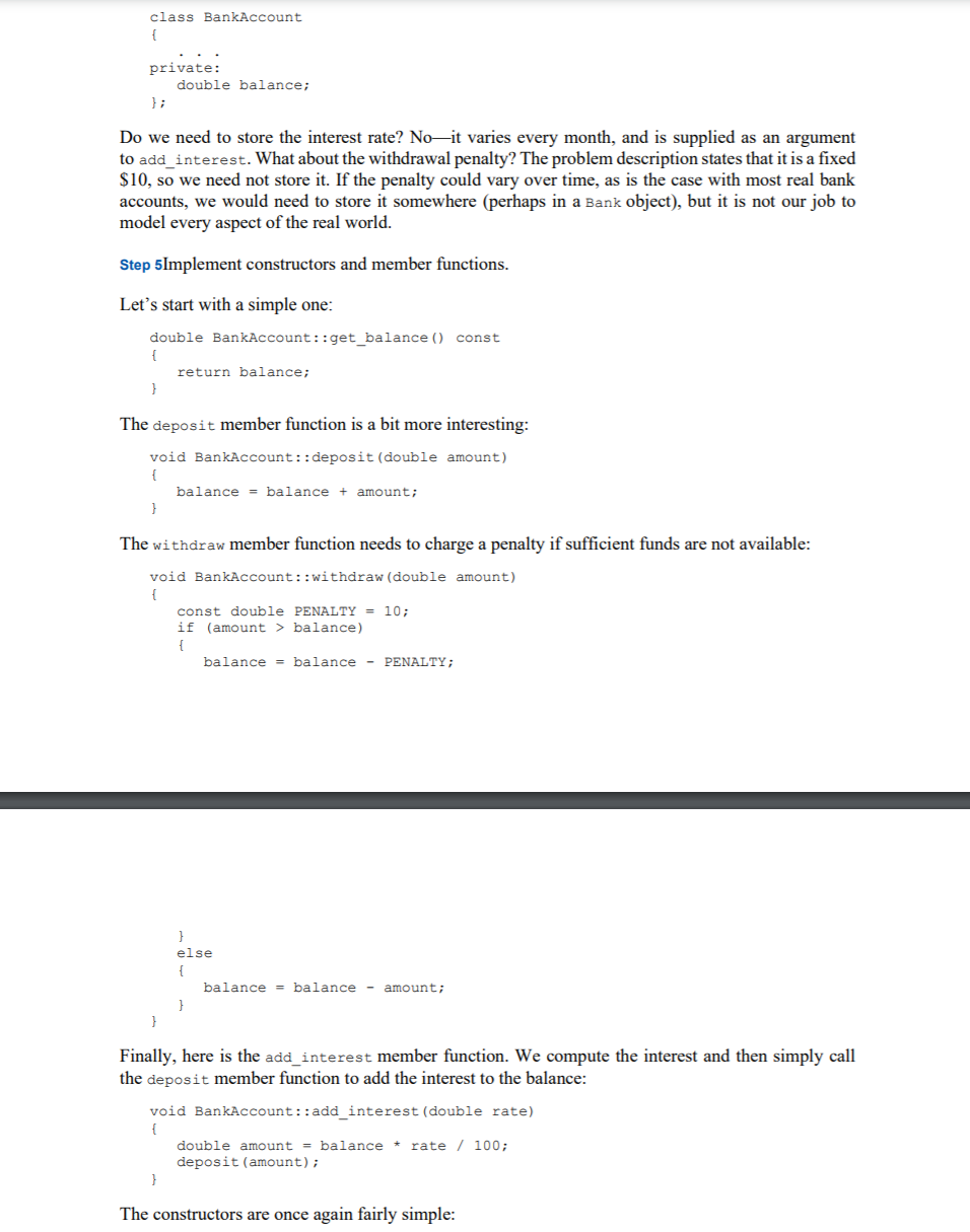 four member functions: deposit(double amount, string account) withdraw(double amount, string account) transfer(double