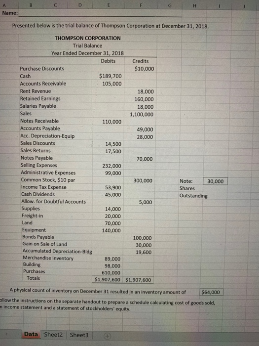 a Cost of Goods Sold Spreadsheet, Income Statement Spreadsheet, and a Retained