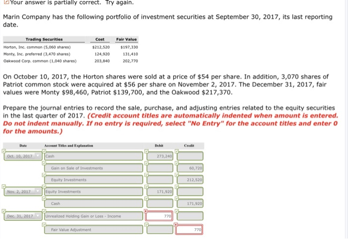  Your answer is partially correct. Try again Marin Company has the