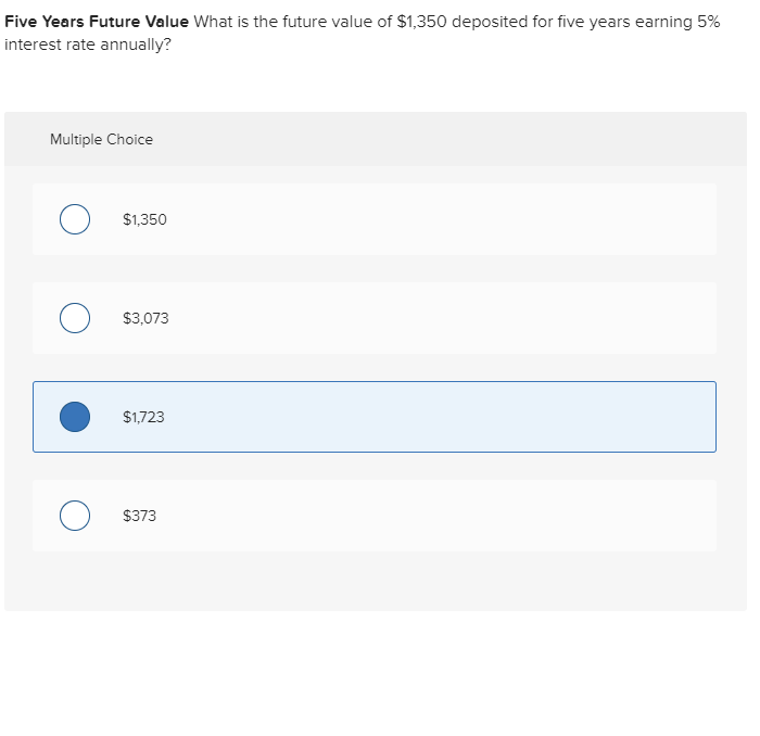 Five Years Future Value What is the future value of $1,350