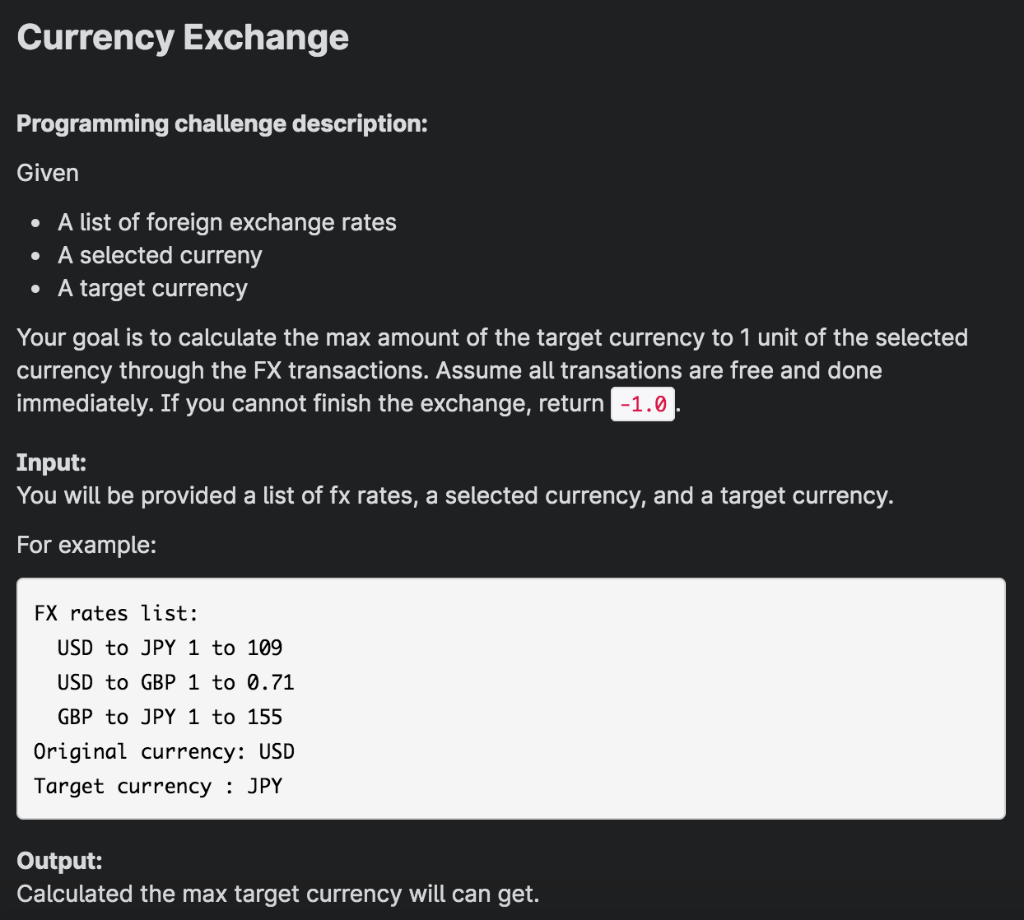 Python 3 to solve this problem, using the starter code Currency Exchange