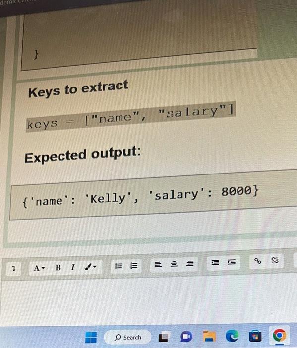 "city": "New york" 3 Keys to extract Keys to extract