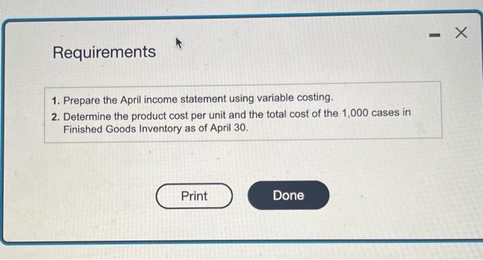 and sold 19,000 cases in Apni. The sales price was $23, variable
