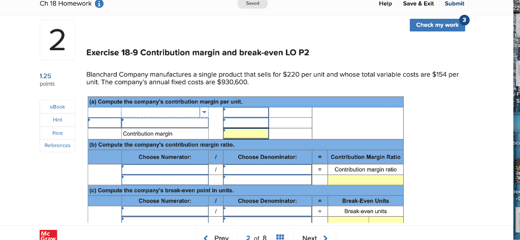  Ch 18 Homework i Saved Help Save & Exit Submit Check