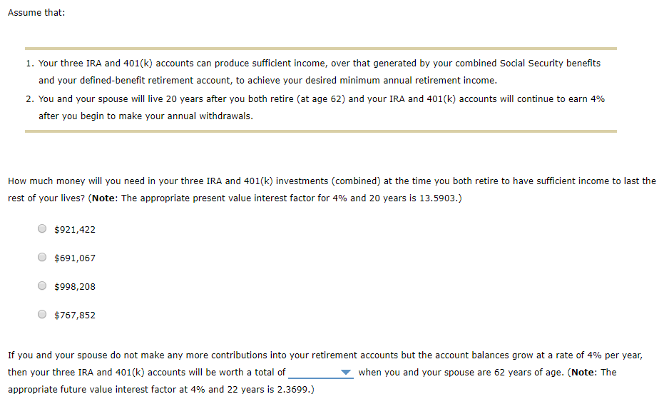 are percentages 1. Apply What You've Learned - Retirement Planning Scenario: You
